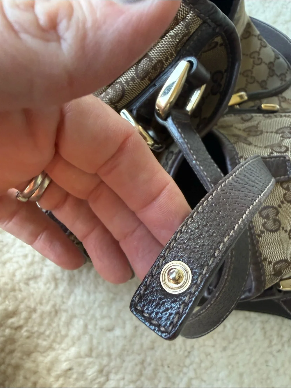 Gucci Beige Brown GG Canvas Shoulder Bag